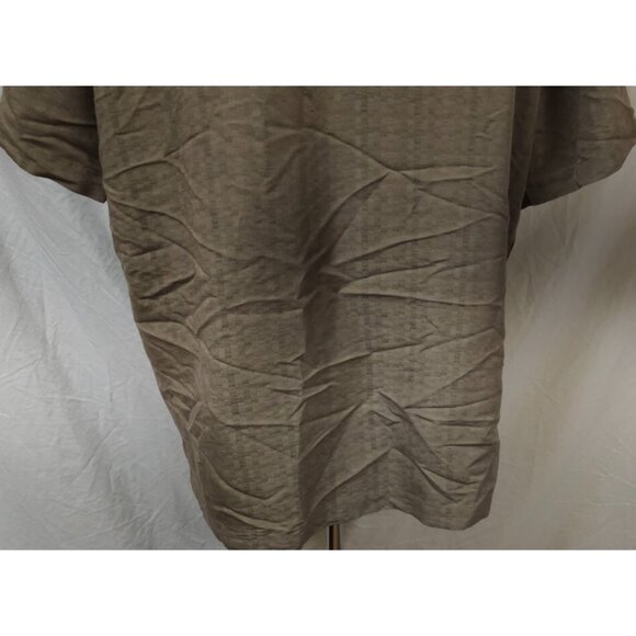 Trader Bay Mens XL Brown check Textured Short Sleeve Button Rayon Blend Shirt - Picture 9 of 11